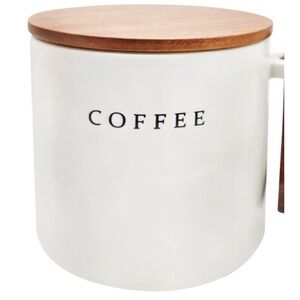 Crofton Cream Ceramic Coffee Canister with Wooden Lid